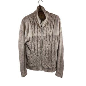 Weatherproof  Beige Cable Knit Sweater Jacket Faux Fur Lined Acrylic Polyester